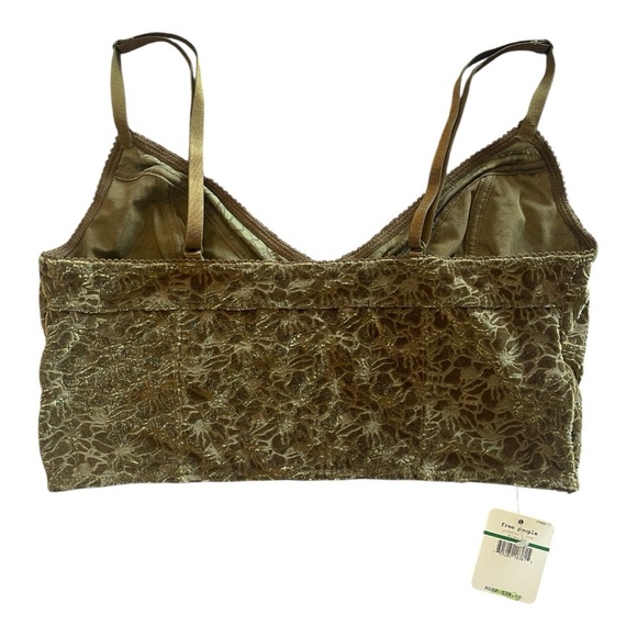 NWT Intimately Free People Carrie Flocked Floral Velvet Bralette, Olive Green, L - Picture 2 of 15